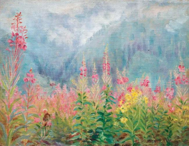 М. Покізяк. «Квітуча гірська долина». 1922. Картон, олія